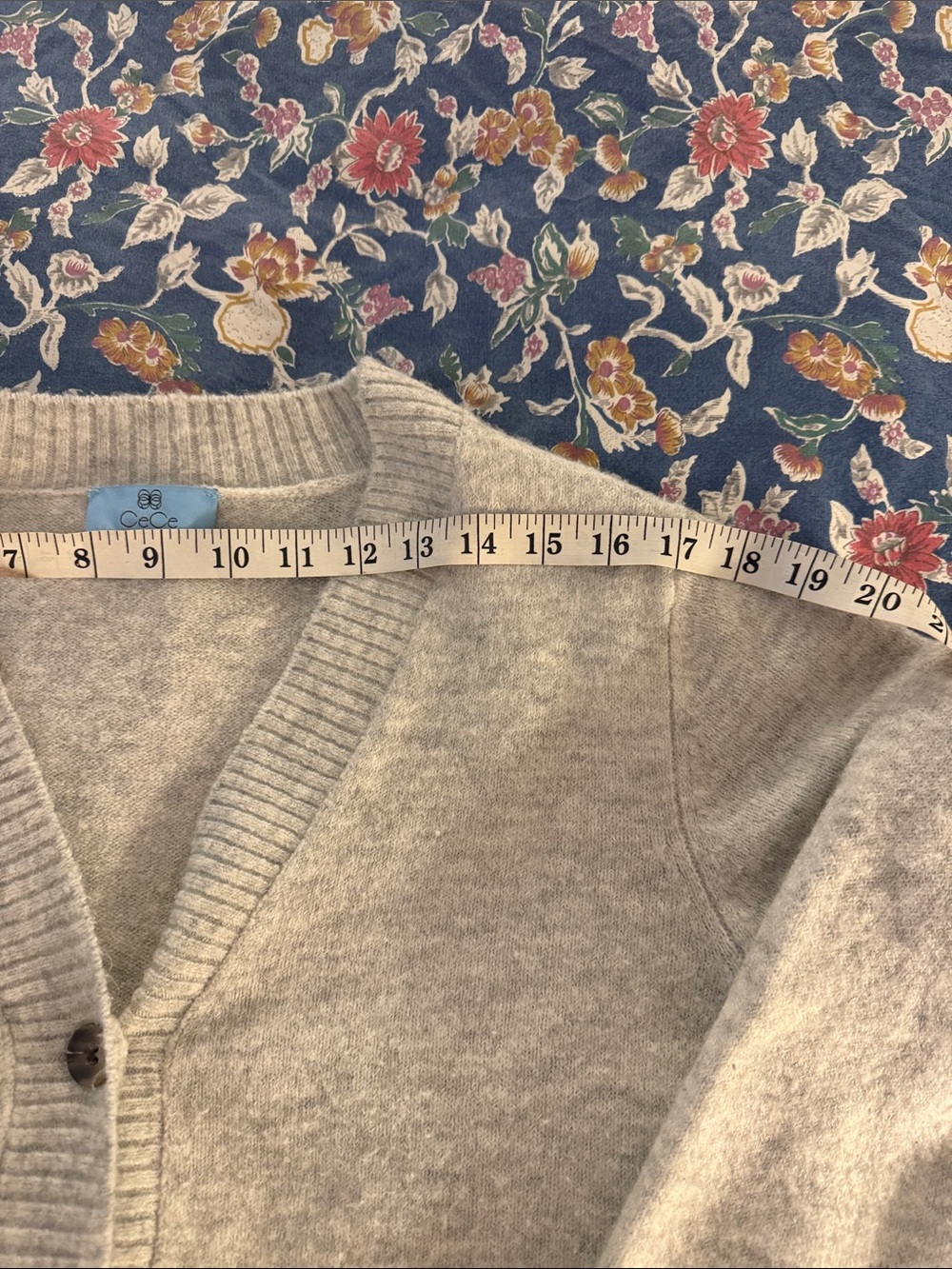 CeCe Light Beige V-Neck Button Front Cardigan - Picture 2 of 5